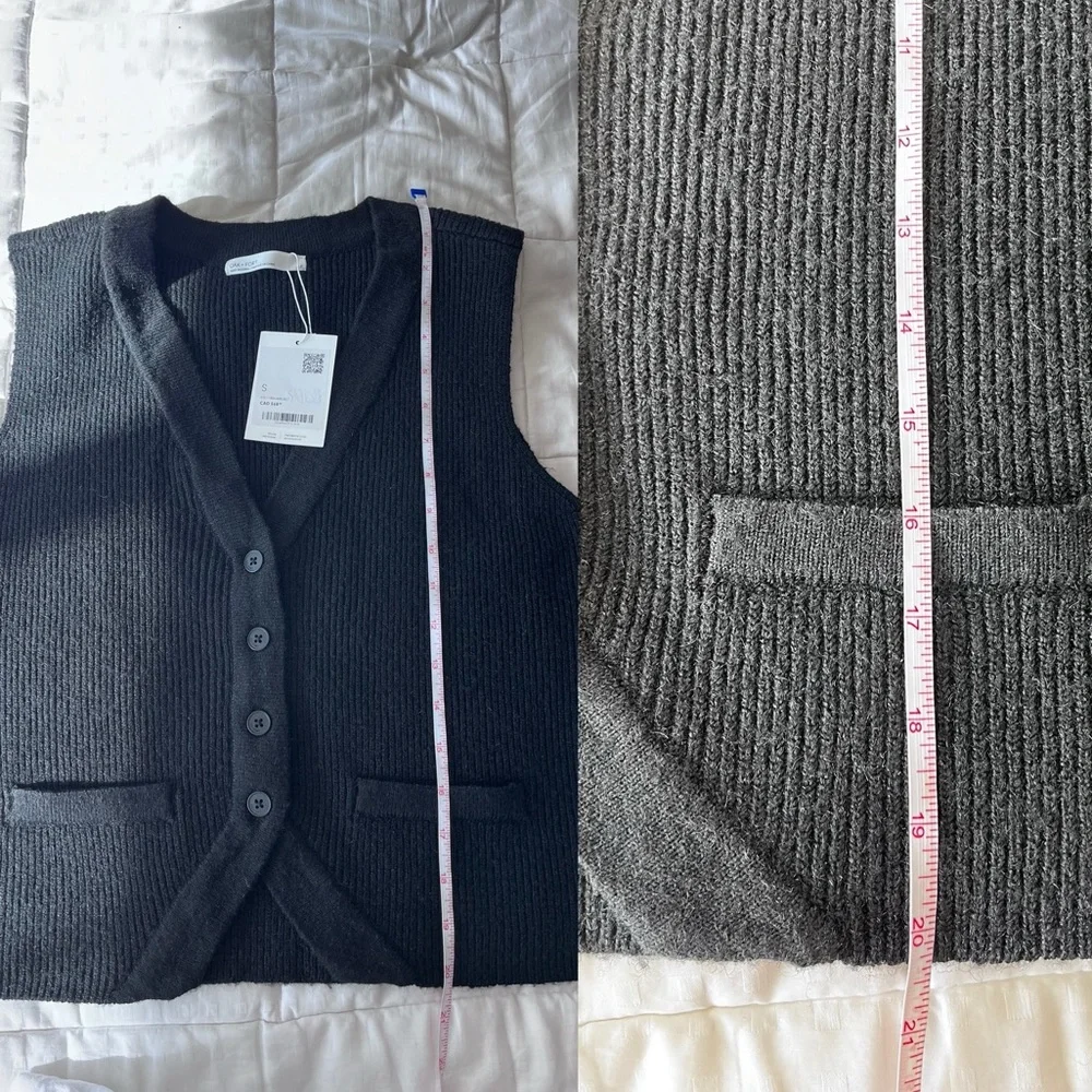 NWT Oak + Fort Button Down Vest Cardigan Black S - Picture 13 of 15